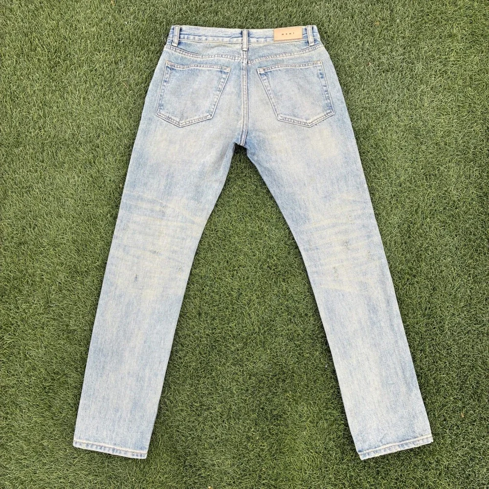 MNML Mens 30x31 Light Wash Straight Leg Denim Jeans Faded Acid Wash Streetwear